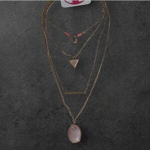 NWT nadineWest Gold Four Strand Necklace with Pink Highlights ~18"